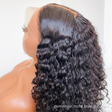 100% Brazilian Virgin Human Hair Closure Lace Frontal Curly Wig Distributor Frontal Deep Wave HD Transparent Lace Front Wigs